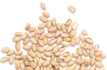 pistachios on a white background. close