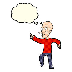 cartoon angry old man with thought bubble