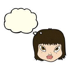 cartoon annoyed face with thought bubble