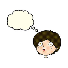 cartoon amazed expression with thought bubble