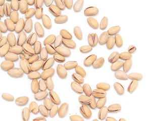 pistachios on a white background. close