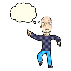Fototapeta premium cartoon angry old man with thought bubble