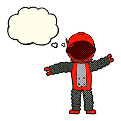 cartoon astronaut with thought bubble