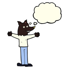 cartoon werewolf with thought bubble