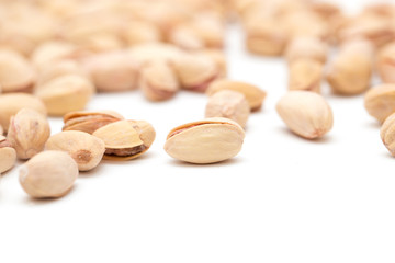pistachios on a white background. close