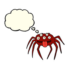 cartoon gross halloween spider with thought bubble