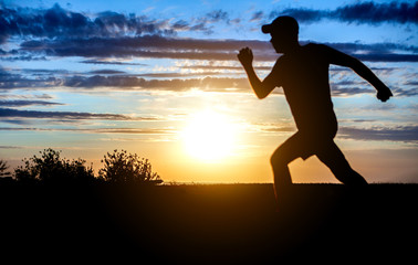 Man running at Sunset