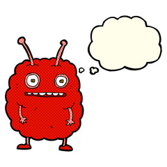 cartoon funny alien monster with thought bubble