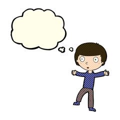 cartoon startled boy with thought bubble