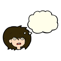 cartoon shocked expression  with thought bubble