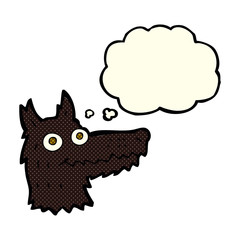 cartoon wolf head with thought bubble