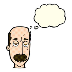 cartoon bored old man with thought bubble