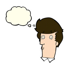 cartoon surprised expression with thought bubble