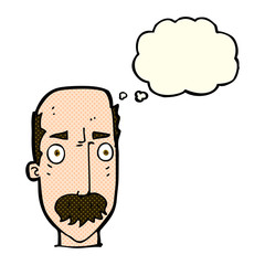 cartoon annoyed old man with thought bubble