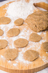 Preparing homemade cookies on the kitchen board