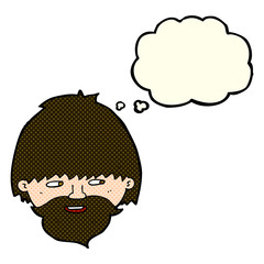 cartoon bearded man with thought bubble