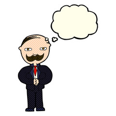cartoon old man with mustache with thought bubble