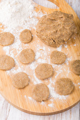 Preparing homemade cookies on the kitchen board