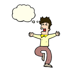 cartoon terrified man with thought bubble