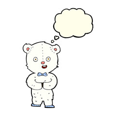 cartoon teddy polar bear with thought bubble