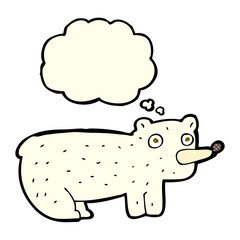 Fototapeta premium funny cartoon polar bear with thought bubble