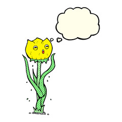 cartoon flower with thought bubble