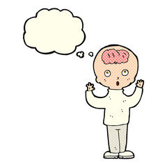 cartoon genius with thought bubble