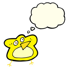 funny cartoon robin with thought bubble