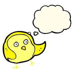cartoon bird with thought bubble