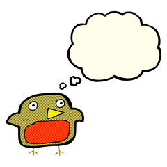 cartoon robin with thought bubble