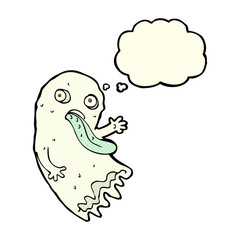 gross cartoon ghost with thought bubble