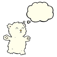 cartoon teddy bear with thought bubble