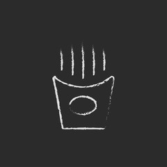 French fries icon drawn in chalk.