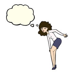 cartoon annoyed woman rubbing knee with thought bubble
