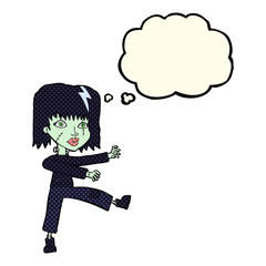 Obraz na płótnie Canvas cartoon zombie girl with thought bubble