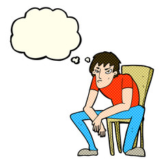 cartoon dejected man with thought bubble