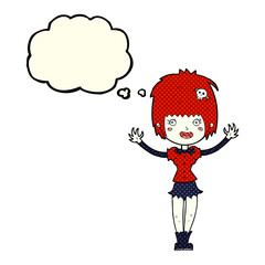 cartoon vampire girl with thought bubble