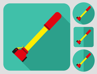 Pump icon. Bike accessories. Flat long shadow design. Bicycle icons series.