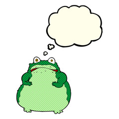 cartoon fat frog with thought bubble