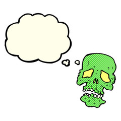 cartoon skull with thought bubble
