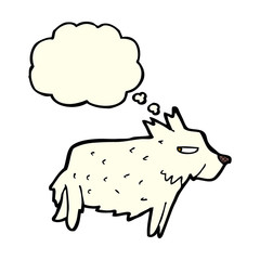 cartoon terrier with thought bubble