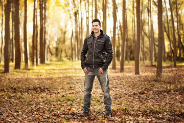 Young man in the forest