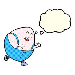 cartoon humpty dumpty egg character with thought bubble