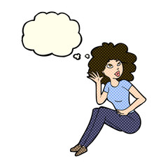 cartoon woman listening with thought bubble