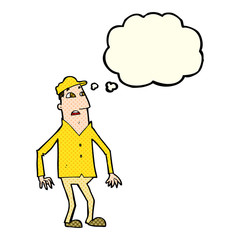 cartoon shocked man with thought bubble