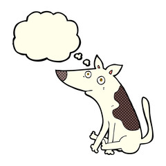 cartoon dog with thought bubble