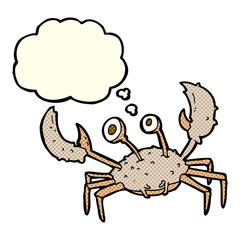 cartoon crab with thought bubble
