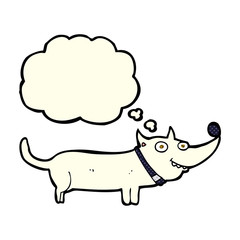 cartoon happy dog with thought bubble