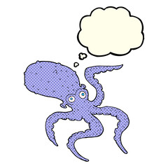 cartoon octopus with thought bubble