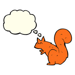 cartoon red squirrel with thought bubble